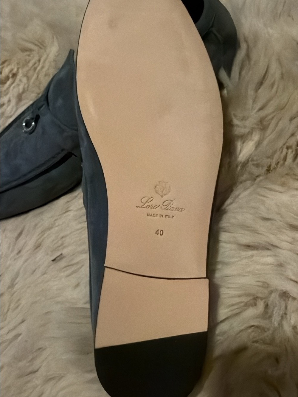 Loro Piana Grey Suede Loafers with Metal Charm - Picture 6 of 6